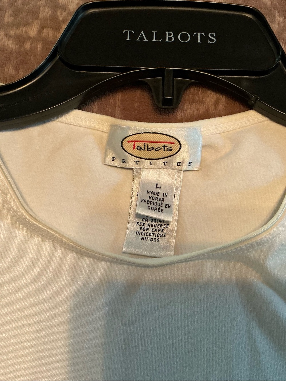Talbots Classic Light Cream Color Crew Neck T-Shirt - Picture 4 of 5